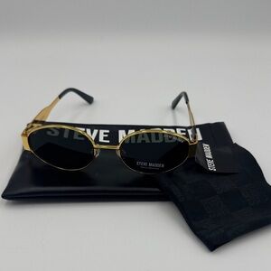 Steve Madden Black Lens Gold Frame Sunglasses